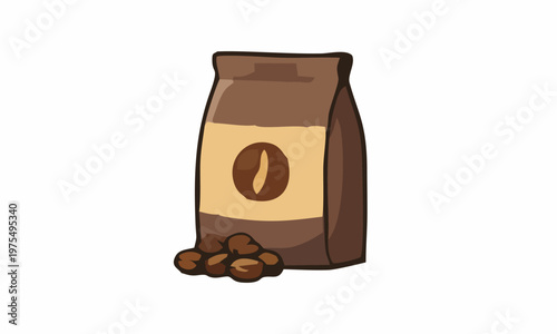 line art color of roasted coffee beans cartoon illustration