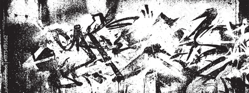 Graffiti art on distressed textured wall with street art spray paint black and white abstract background texture background grunge urban graffiti distressed