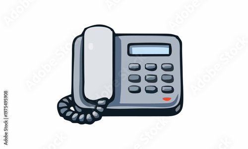 line art color of office telephone cartoon illustration