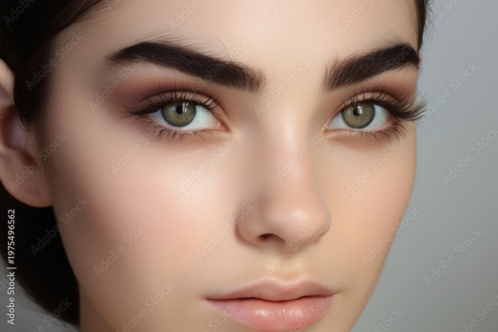 Fototapeta premium Young woman's face showing beauty, fresh skin and well defined eyes with light makeup