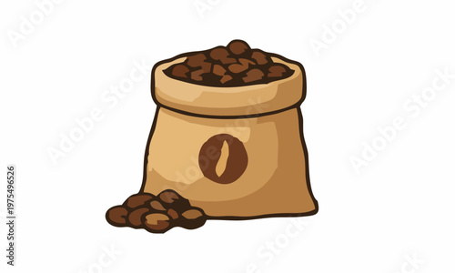 line art color of roasted coffee beans cartoon illustration