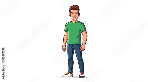 Young man in green t shirt.