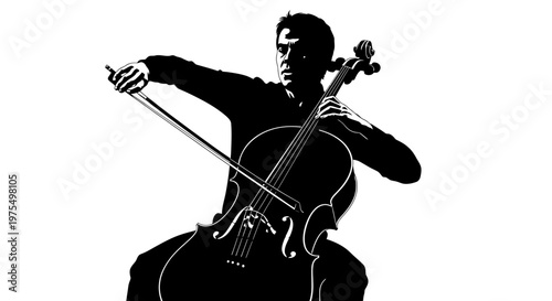 Man Playing Cello Silhouette Musician Instrument.