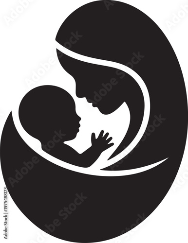 Mother and baby silhouette vector graphic illustration