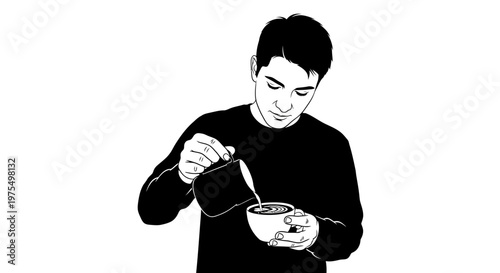 Man eating from a bowl.