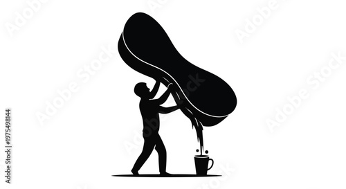 man carrying giant coffee cup silhouette