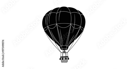 Black Hot Air Balloon Flying High.
