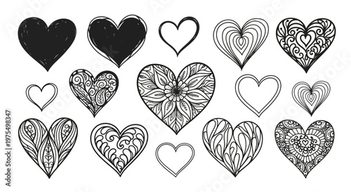 Collection of various heart shapes.