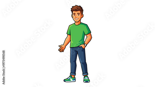 Young man in green t shirt.