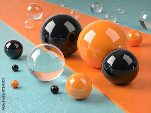 A colorful arrangement of shiny reflective balls