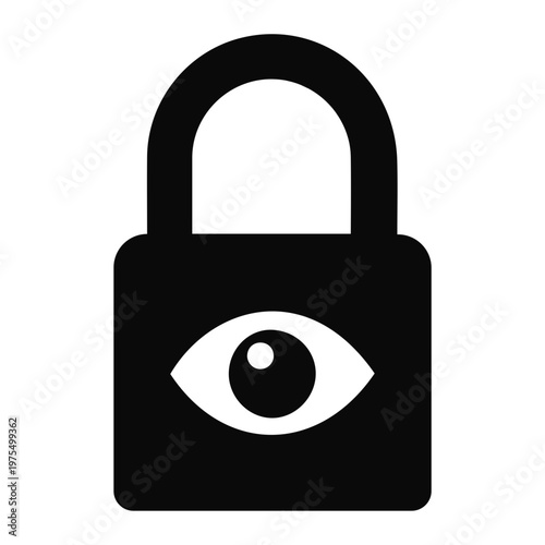 A large black padlock with an eye on it is shown.