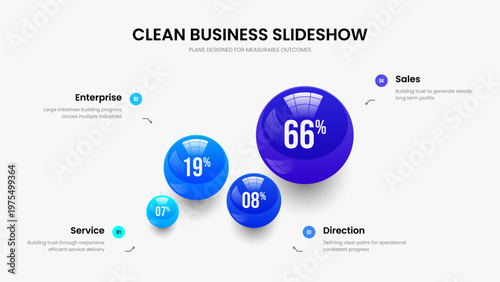 Minimalist Plan 4 Option Chart Slide Design. Financial Analysis Four Element Diagram Slideshow Layout. Visual Visualization Frame Template Vector Illustration.