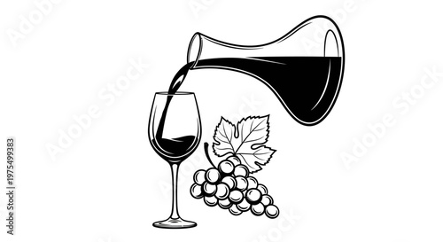 Red wine pouring into glass.