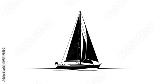 Sailing yacht on the water surface.