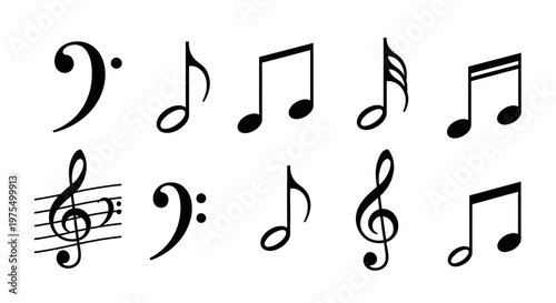 Collection of music notes and symbols.