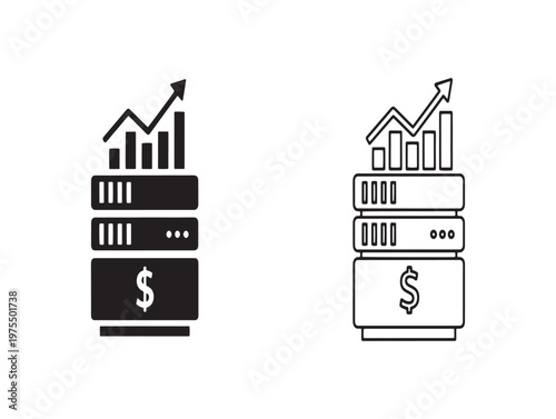 Financial growth and real estate investment icons a comparative visual representation
