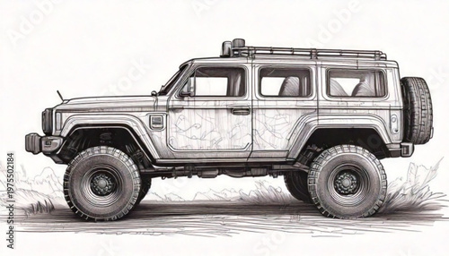 Jeep with large off road tires.