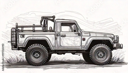 Jeep truck side view illustration.