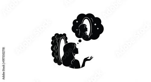 woman thinking about beauty silhouette illustration