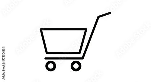 A minimalist shopping cart icon in a flat design style with a white background