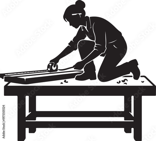 Factory Worker Silhouette, Industrial Labor Vector, Manufacturing Graphic, Labour Day Logo Design