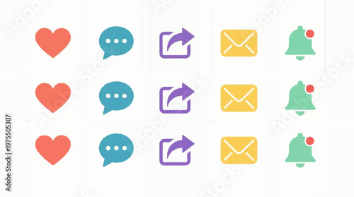 A trendy set of social media notification icons designed for apps, UI kits, and digital platforms