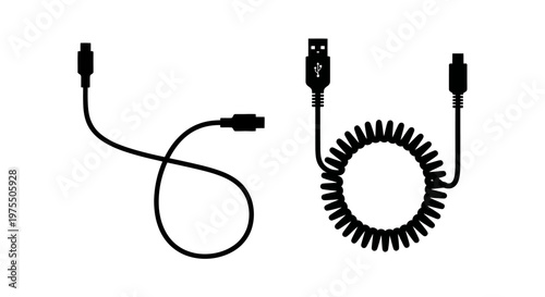 Black and white illustration of two different usb cables