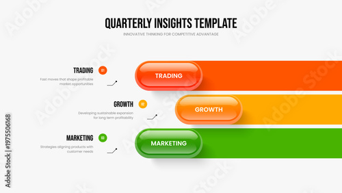 Company Portfolio Three Option Infographic Slide Layout. Project Forecast Frame Template Vector Illustration. Service Launch 3 Step Diagram Slideshow Design.