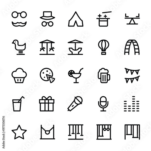 Outline icons for carnival