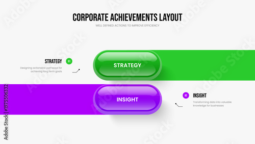Visual Portfolio Two Step Infographic Slideshow Template. Consulting Strategy Presentation Design Vector Illustration. Advertising Forecast 2 Element Diagram Frame Layout.