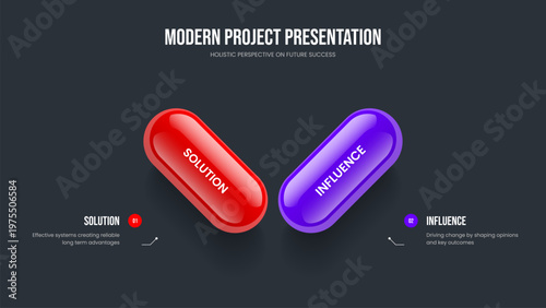 Corporate Solution 2 Element Infographic Slide Design. Consulting Visualization Frame Layout Vector Illustration. Creative Showcase Two Step Diagram Presentation Template.