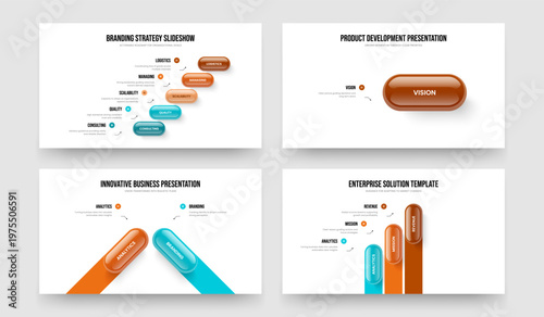 Digital Proposal 5 1 2 3 Option Diagram Presentation Template Bundle. Enterprise Performance Five One Two Three Element Infographic Frame Design Vector Illustration Collection.
