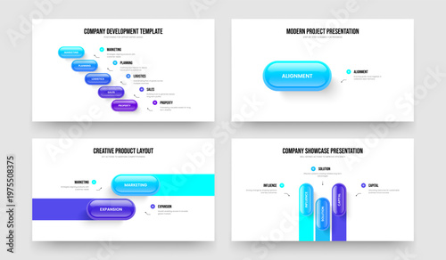 Corporate Forecast Five One Two Three Element Diagram Frame Template Vector Illustration Bundle. Advertising Launch 5 1 2 3 Step Infographic Slideshow Design Collection.