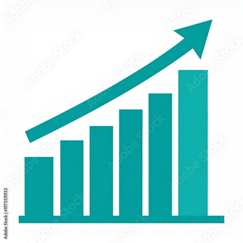 Free Download Teal Bar Graph Showing Upward Trend with Arrow on White Background - GFXLoad