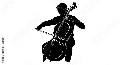 Silhouette of a man playing cello.