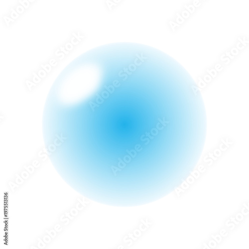 ぷるんとした水色の円形素材 ツヤ感グラデーション シンプル背景・装飾用,Glossy blue circle gradient soft abstract blob background element