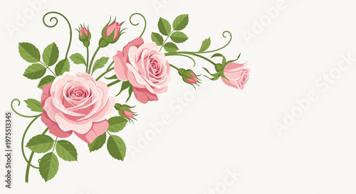 Pink Roses with Green Leaves Bouquet.