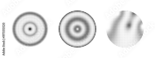 Set of abstract halftone dotted circles