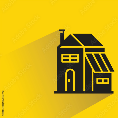 home icon with shadow on yellow background
