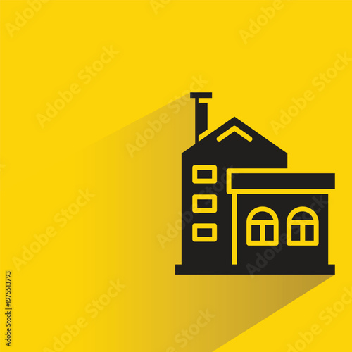 home icon with shadow on yellow background