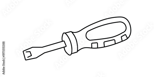 A line drawing of a flathead screwdriver with handle