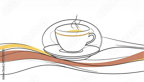 Minimalist coffee cup illustration with steam rising from the beverage.