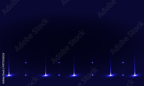 Abstract technology background with glowing blue light beams on dark gradient for cyber space and digital stage design illustration
