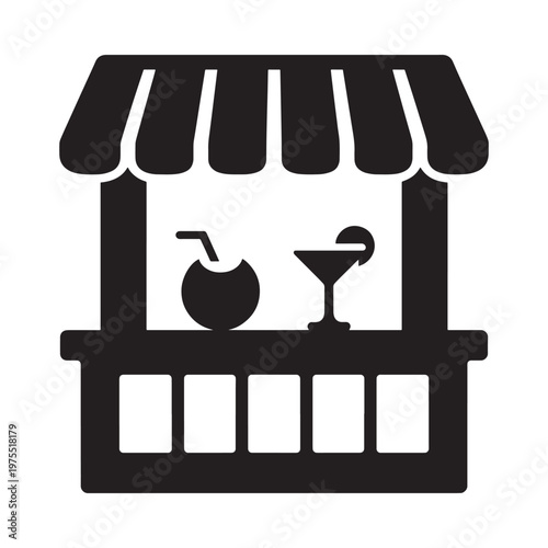 A simple black and white illustration of a bar or shop counter display