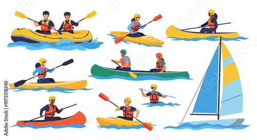 People Kayaking on Water Sports.