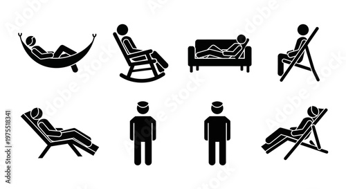 People resting in various positions.