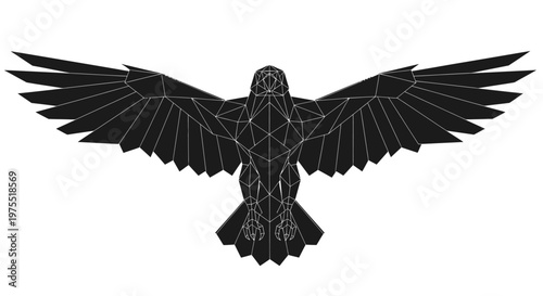Geometric Hawk Illustration with Minimalist Polygonal Style