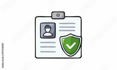 line art color of privacy policy, security, or identity verification cartoon illustration