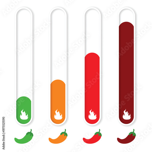 chili spiciness level indicator. spicy info graphic