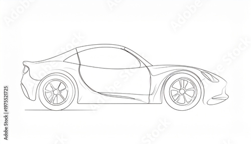 Modern Sports Car Side View.